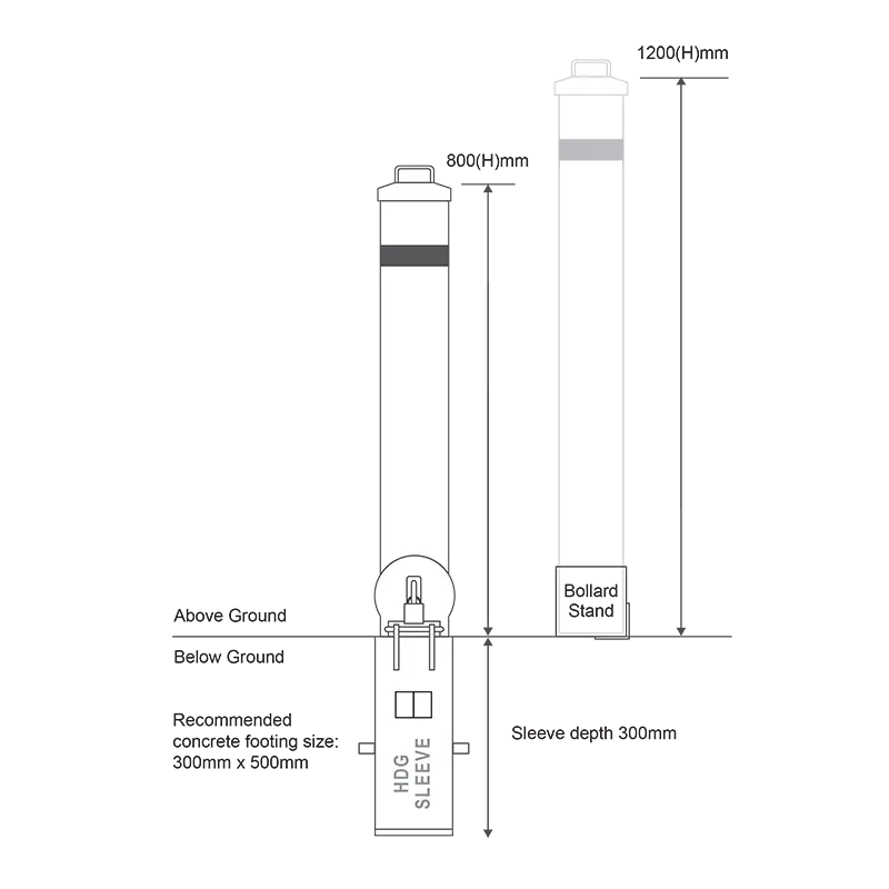R7 Removable padlock bollard
