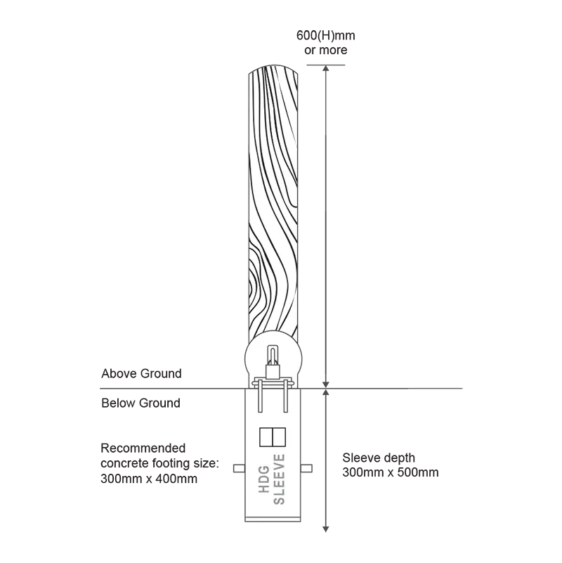 R7 Removable pine padlock bollard