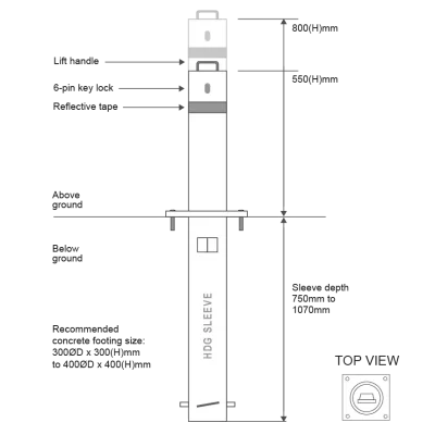 Retractable Bollards Perth - R1 Retractable Bollard